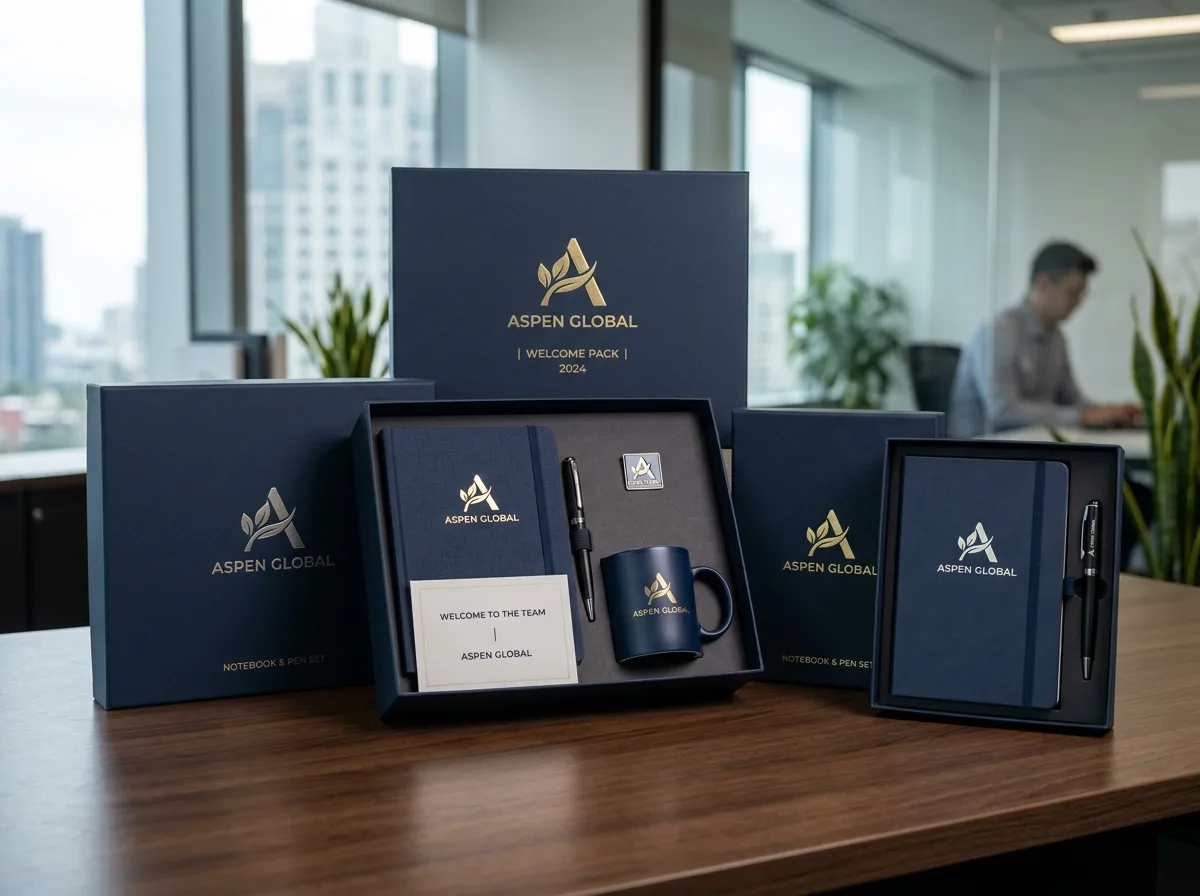Подарочные наборы с логотипом для корпоративных клиентов — Welcome Pack, набор ежедневник и ручка, красивая упаковка
